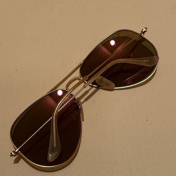 RayBan Aviator Sunglasses Classic Gold Metal Frames Pink Mirrored Lens With Case - Picture 4 of 10